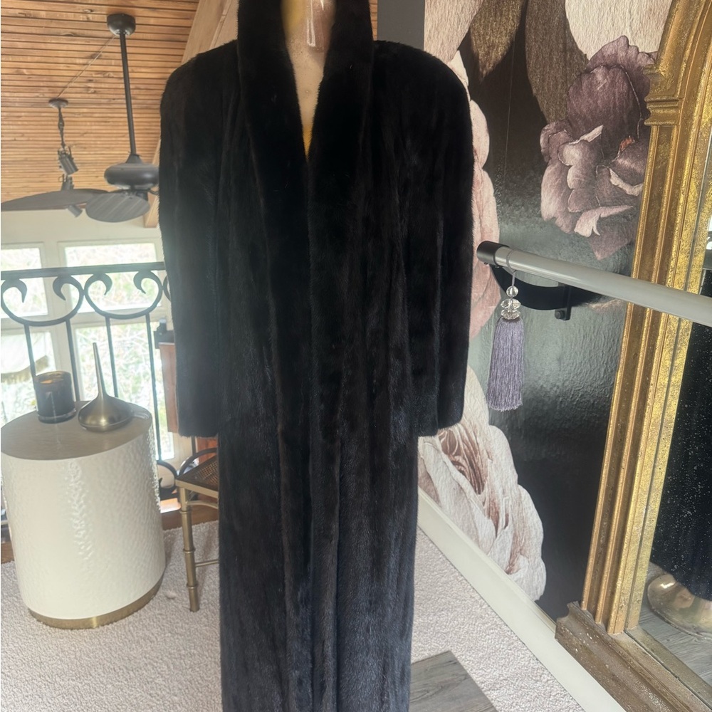 Donna Karan New York Custom Made Shawl Collar Full Length Mink Coat